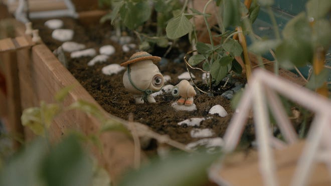 Marcel, a 1-inch-tall shell pictured here with his grandmother, Connie, is the star "Marcel the Shell With Shoes On."