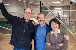 From left, Rice University's Kurt Stallmann, a professor of composition and theory, Juan José Castellón, an assistant professor of architecture, and Qilin Li, a professor of civil and environmental engineering, are collaborators on