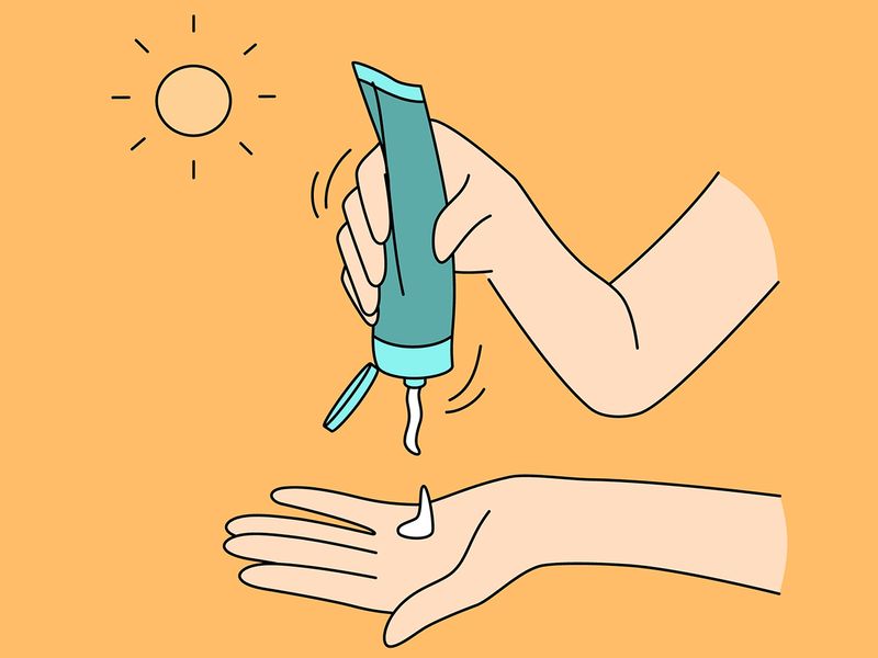 An illustration of using sunscreen