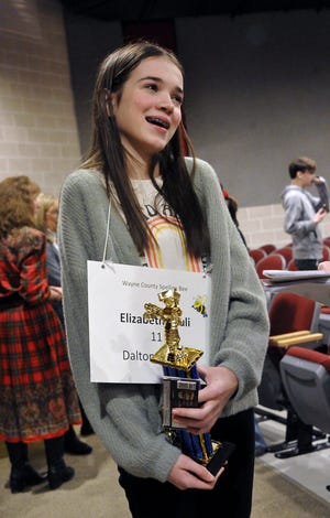 Elizabeth Pauli of Dalton Middle School is this years Wayne County Spelling Bee champion. However a rules change means she and 18 other spellers from area schools will compete in the March 11 regional spelldown.