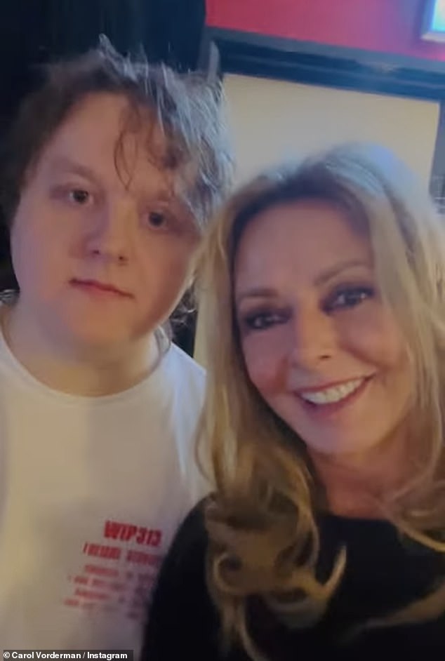 Carol Vorderman joins Lewis Capaldi as she and rarely-seen daughter dance backstage at his show