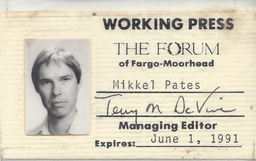 Press pass for Mikkel Pates, 1991